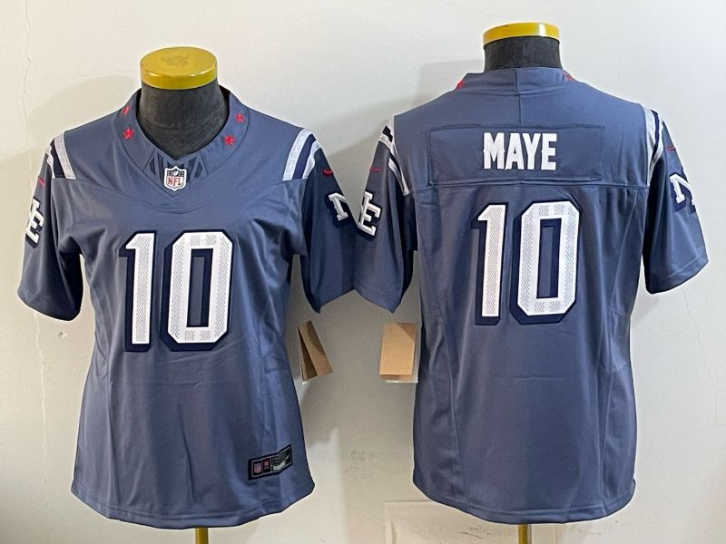 Women 2026 New England Patriots #10 Maye blue 5th generation Nike Limited NFL Jersey style 01